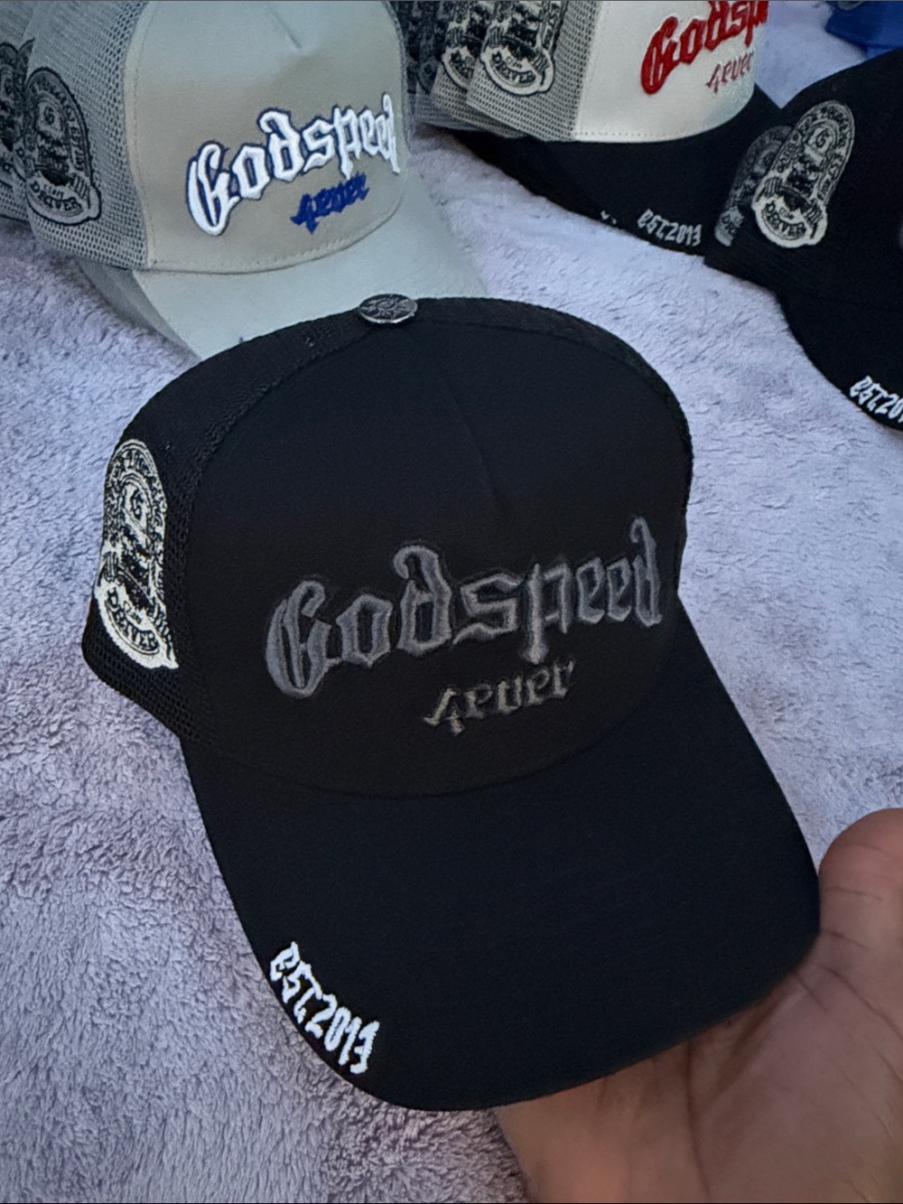 Godspeed Embroidered Black Trucker Hat